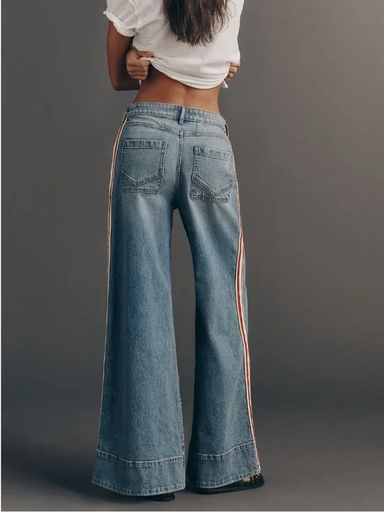 Pilcro Azura High Rise Wide Leg Track Stripe Jeans Size 27 - Picture 2 of 8